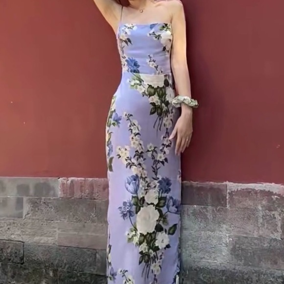 Reformation Frankie Silk Dress Garden Soiree - www.disolcolor.com
